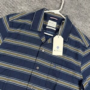 Ben Sherman Shirt Mens Small Blue Striped Short Sleeve Button Up Beatnik Wash